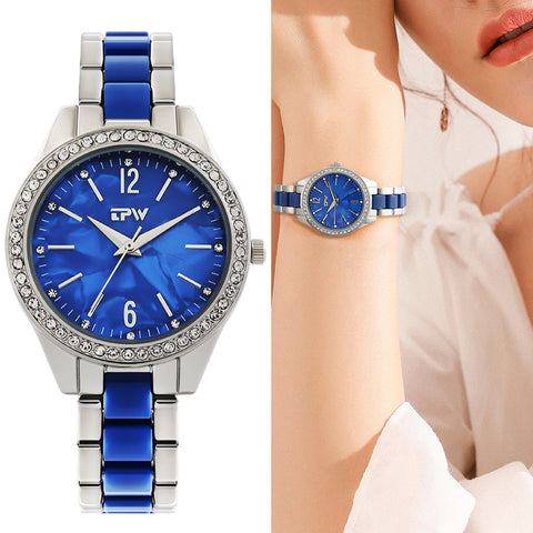 Women Fashion Blue Quartz  Wristwatch Waterproof