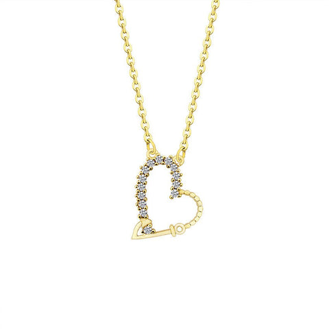 Elegant Cubic Zircon Heart Pendant Necklace Gold Color Forever Love Bijoux Lady Jewellery Accessories Gifts For Lovers Women