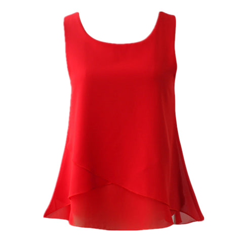 Banerdanni Women Chiffon Blouse 2020 New arrival Summer sleeveless O-Neck Casual Female Blouses Plus Size 6XL Solid color Shirts