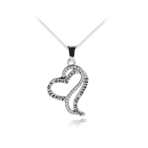 Mother's day Gift Letter "Always my daughter forever my friend" Necklace With Loving Heart Pendant