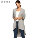 Ekouaer Lady Women Cardgan Outwear Open Neck Long Sleeve Asymmetric Hem Loose Cardigans Coat