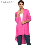 Ekouaer Lady Women Cardgan Outwear Open Neck Long Sleeve Asymmetric Hem Loose Cardigans Coat