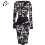 Black Dress Tunic Women Formal Work Office Sheath Patchwork Line Asymmetrical Neck Knee Length Plus Size Pencil Dress B63 B231