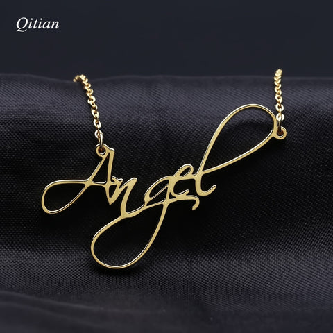 Custom Name Necklace Personalized Nameplate Word Necklaces & Pendants
