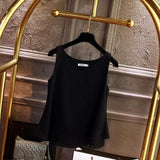 Women blouse Summer New sleeveless Chiffon shirt Solid V-neck
