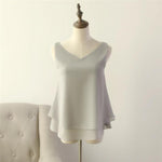 Women blouse Summer New sleeveless Chiffon shirt Solid V-neck