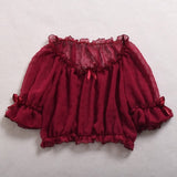 Cute Lolita Blouse Transparent Women Dot Bottoming Tops for JSK Dressing Chiffon Crop Tops Lace Shirt