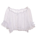 Cute Lolita Blouse Transparent Women Dot Bottoming Tops for JSK Dressing Chiffon Crop Tops Lace Shirt