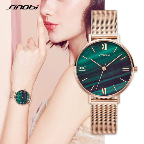 SINOBI Fashion Women's Diamond Wrist Watches Gold Watchband Top Luxury Brand Girl Crystal Quartz Clock Ladies watch Dropshipping