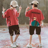 10 12 Years Old Boys' Tracksuit For Baby Boy Summer Clothing Set Cartoon Print Sport Suit Kid T-Shirt + Shorts Children Clothes