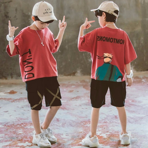 10 12 Years Old Boys' Tracksuit For Baby Boy Summer Clothing Set Cartoon Print Sport Suit Kid T-Shirt + Shorts Children Clothes