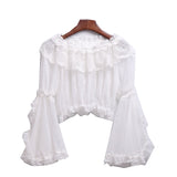 Chiffon Blouse Lolita Sweet Women Off Shoulder Crop Tops Shirt