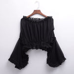 Chiffon Blouse Lolita Sweet Women Off Shoulder Crop Tops Shirt