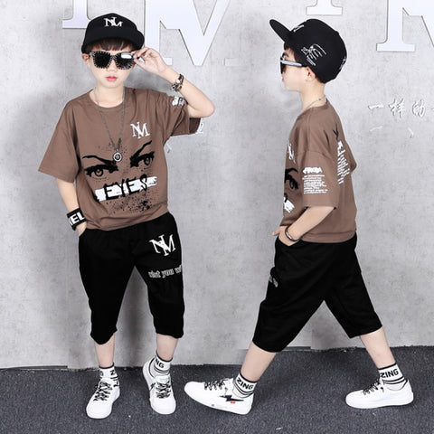 Boys Summer Clothing Sports Sets Cartoon T shirt+Short pants 2pcs