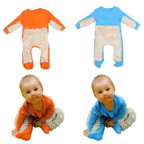 Baby Mop Rompers Outfit Unisex Rompe Boy Girl Polishes Floors Cleaning Mop Suit Cleaning Mop Sui Kids Crawls Toddler Jumpsuit