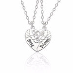 BFF Best Friends Forever Necklaces For Women Cute Rainbow Rhinestone Couple Pendants Love Heart Handmade Jewelry Birthday Gifts
