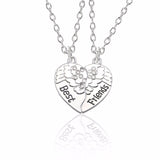 BFF Best Friends Forever Necklaces For Women Cute Rainbow Rhinestone Couple Pendants Love Heart Handmade Jewelry Birthday Gifts