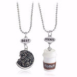 BFF Best Friends Forever Necklaces For Women Cute Rainbow Rhinestone Couple Pendants Love Heart Handmade Jewelry Birthday Gifts
