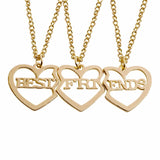 BFF Best Friends Forever Necklaces For Women Cute Rainbow Rhinestone Couple Pendants Love Heart Handmade Jewelry Birthday Gifts