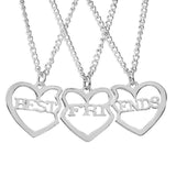 BFF Best Friends Forever Necklaces For Women Cute Rainbow Rhinestone Couple Pendants Love Heart Handmade Jewelry Birthday Gifts