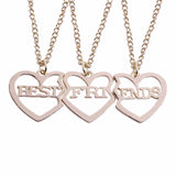 BFF Best Friends Forever Necklaces For Women Cute Rainbow Rhinestone Couple Pendants Love Heart Handmade Jewelry Birthday Gifts