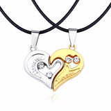 BFF Best Friends Forever Necklaces For Women Cute Rainbow Rhinestone Couple Pendants Love Heart Handmade Jewelry Birthday Gifts