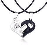 BFF Best Friends Forever Necklaces For Women Cute Rainbow Rhinestone Couple Pendants Love Heart Handmade Jewelry Birthday Gifts