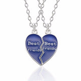 BFF Best Friends Forever Necklaces For Women Cute Rainbow Rhinestone Couple Pendants Love Heart Handmade Jewelry Birthday Gifts