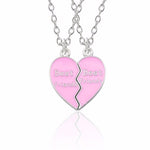 BFF Best Friends Forever Necklaces For Women Cute Rainbow Rhinestone Couple Pendants Love Heart Handmade Jewelry Birthday Gifts