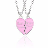 BFF Best Friends Forever Necklaces For Women Cute Rainbow Rhinestone Couple Pendants Love Heart Handmade Jewelry Birthday Gifts