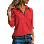 Aachoae Women Tops Blouses 2020 Spring Pure Long Sleeve Blouse Shirt Turn Down Collar Chiffon Blouse Office Shirts Blusas Camisa