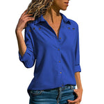 Aachoae Women Tops Blouses 2020 Spring Pure Long Sleeve Blouse Shirt Turn Down Collar Chiffon Blouse Office Shirts Blusas Camisa