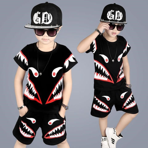 2019 Boys Summer Clothing Set Fashion Casual Sports Short Sleeve Cotton Children Clothes Sets Color  4 6 8 10 12 YEARS