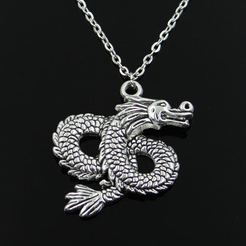 Dragon Pendant Round Cross Chain  Necklace for Men Women