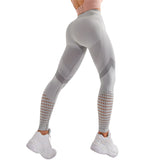 CHRLEISURE Hollow Fitness Pants Women High Waist Seamless Skinny Casual Sweatpants Women Breathable Slim Patchwork Workout Pants