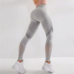 CHRLEISURE Hollow Fitness Pants Women High Waist Seamless Skinny Casual Sweatpants Women Breathable Slim Patchwork Workout Pants