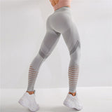 CHRLEISURE Hollow Fitness Pants Women High Waist Seamless Skinny Casual Sweatpants Women Breathable Slim Patchwork Workout Pants