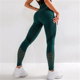 CHRLEISURE Hollow Fitness Pants Women High Waist Seamless Skinny Casual Sweatpants Women Breathable Slim Patchwork Workout Pants