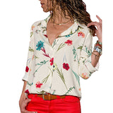 HiloRill Women Blouses 2020 Floral Print Long Sleeve Turn Down Collar Blouse Shirt Striped Tunic Plus Size Blusa Chemisier Femme