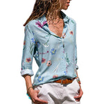 HiloRill Women Blouses 2020 Floral Print Long Sleeve Turn Down Collar Blouse Shirt Striped Tunic Plus Size Blusa Chemisier Femme