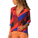 HiloRill Women Blouses 2020 Floral Print Long Sleeve Turn Down Collar Blouse Shirt Striped Tunic Plus Size Blusa Chemisier Femme