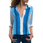 HiloRill Women Blouses 2020 Floral Print Long Sleeve Turn Down Collar Blouse Shirt Striped Tunic Plus Size Blusa Chemisier Femme