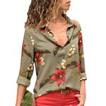 HiloRill Women Blouses 2020 Floral Print Long Sleeve Turn Down Collar Blouse Shirt Striped Tunic Plus Size Blusa Chemisier Femme