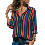 HiloRill Women Blouses 2020 Floral Print Long Sleeve Turn Down Collar Blouse Shirt Striped Tunic Plus Size Blusa Chemisier Femme