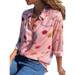 HiloRill Women Blouses 2020 Floral Print Long Sleeve Turn Down Collar Blouse Shirt Striped Tunic Plus Size Blusa Chemisier Femme