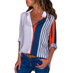 HiloRill Women Blouses 2020 Floral Print Long Sleeve Turn Down Collar Blouse Shirt Striped Tunic Plus Size Blusa Chemisier Femme