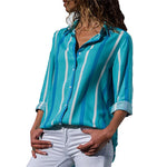 HiloRill Women Blouses 2020 Floral Print Long Sleeve Turn Down Collar Blouse Shirt Striped Tunic Plus Size Blusa Chemisier Femme