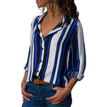 HiloRill Women Blouses 2020 Floral Print Long Sleeve Turn Down Collar Blouse Shirt Striped Tunic Plus Size Blusa Chemisier Femme