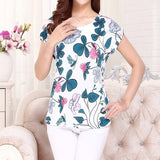 5XL Women Ladies Clothing Tops short Sleeve printing Shirts Casual Boat anchor Blouse Silk female woman clothes plus size