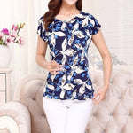 5XL Women Ladies Clothing Tops short Sleeve printing Shirts Casual Boat anchor Blouse Silk female woman clothes plus size